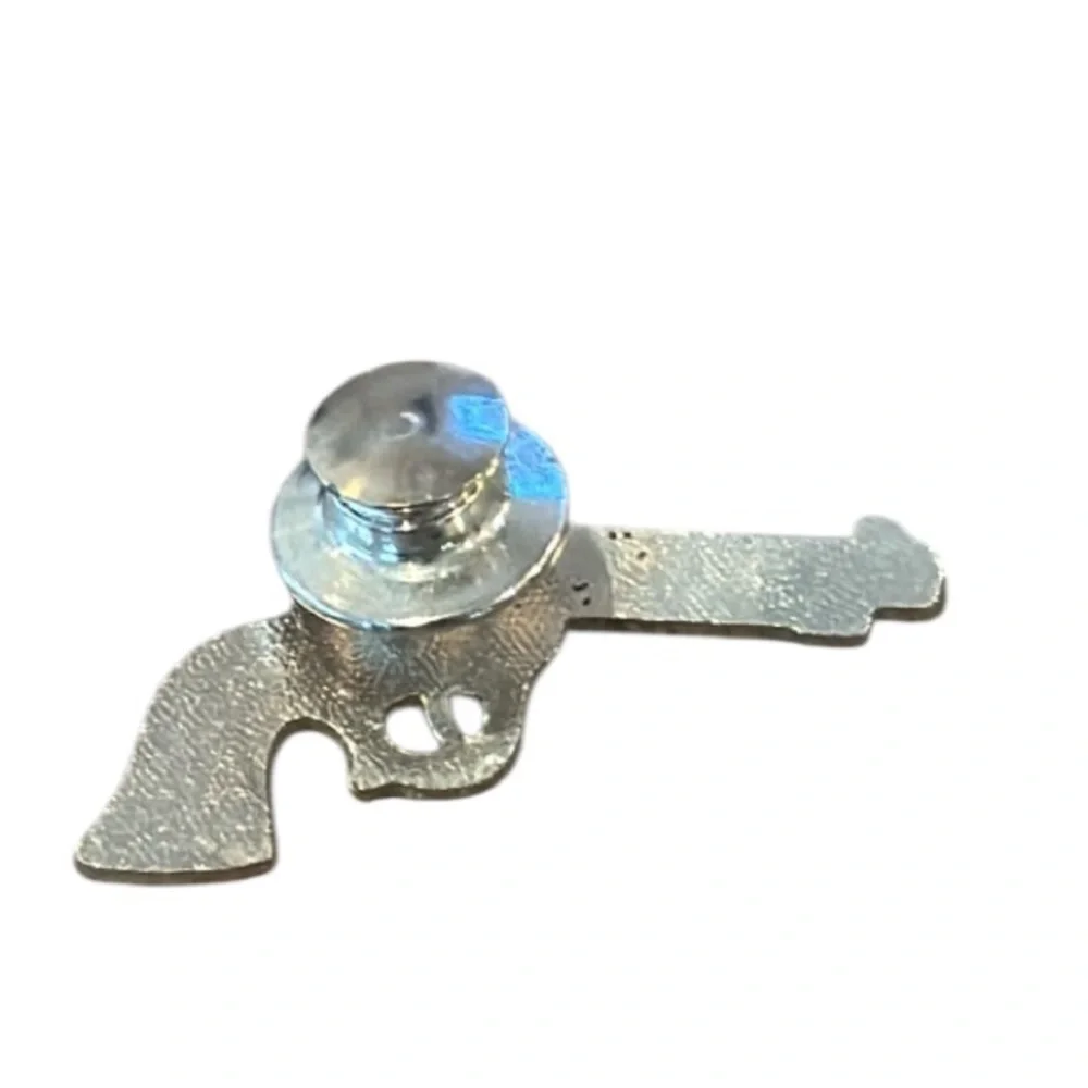 Silver and Black Enamel Gun Lapel Pin NWOT